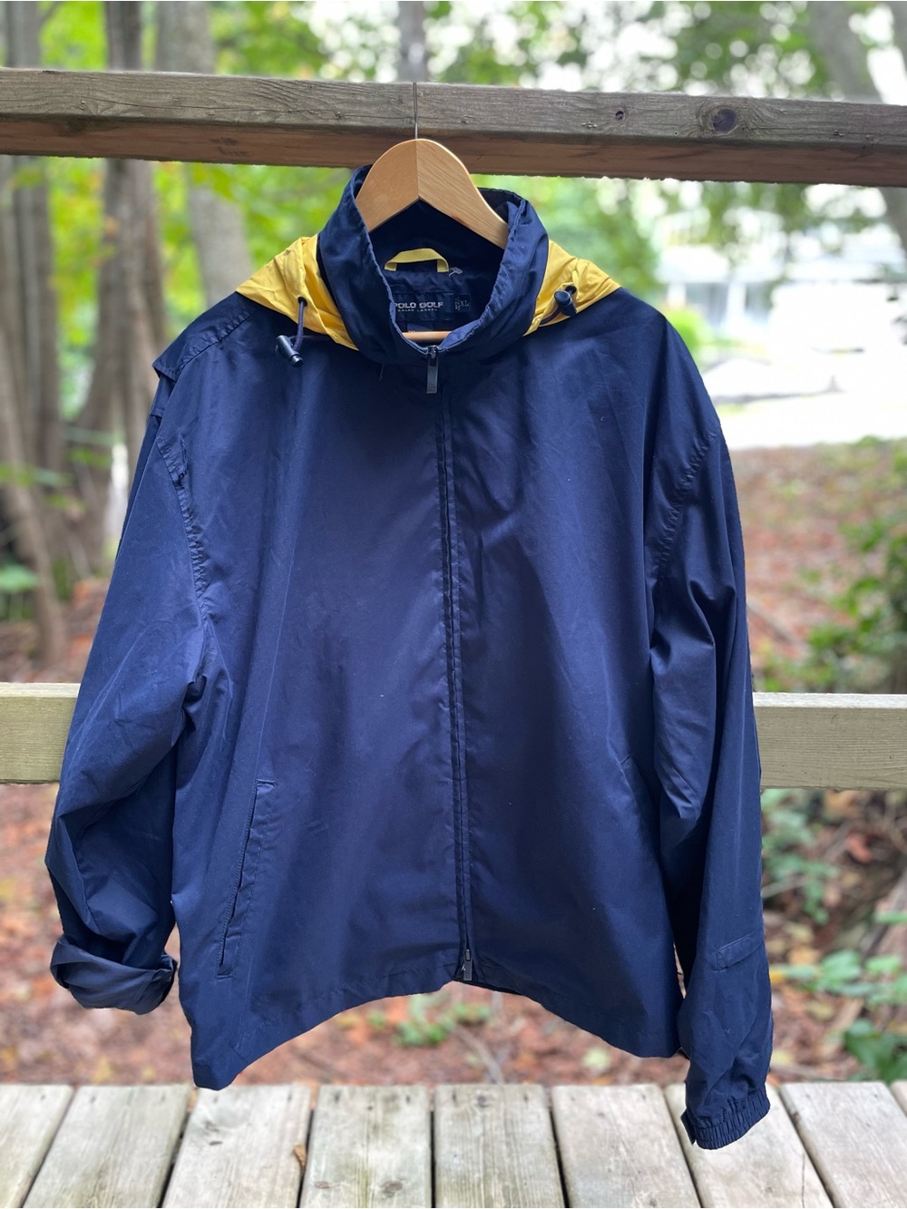 Polo by Ralph Lauren Navy Jacket with Yellow Hood